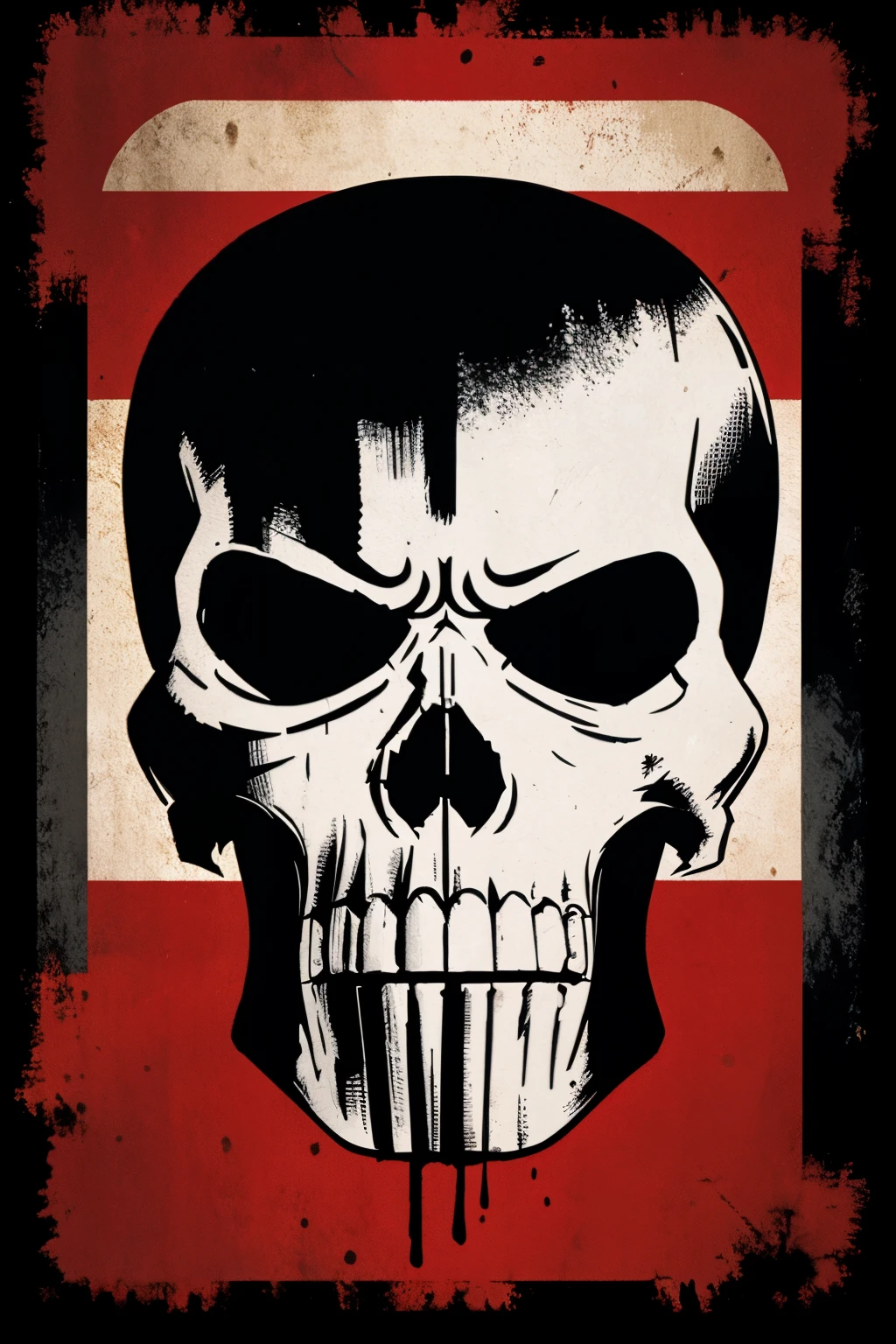 Imagen de la calavera de the punisher con el logo de consteuctora makro