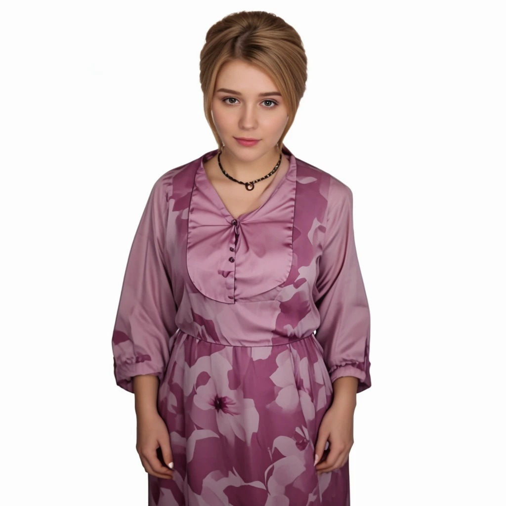 There is a woman in a dress who is standing