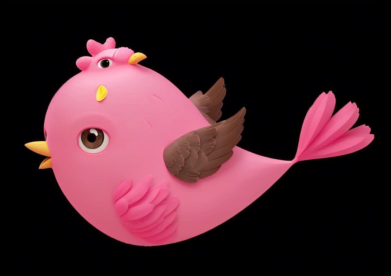 Make this bird pink, (turn it into 3D), white background.