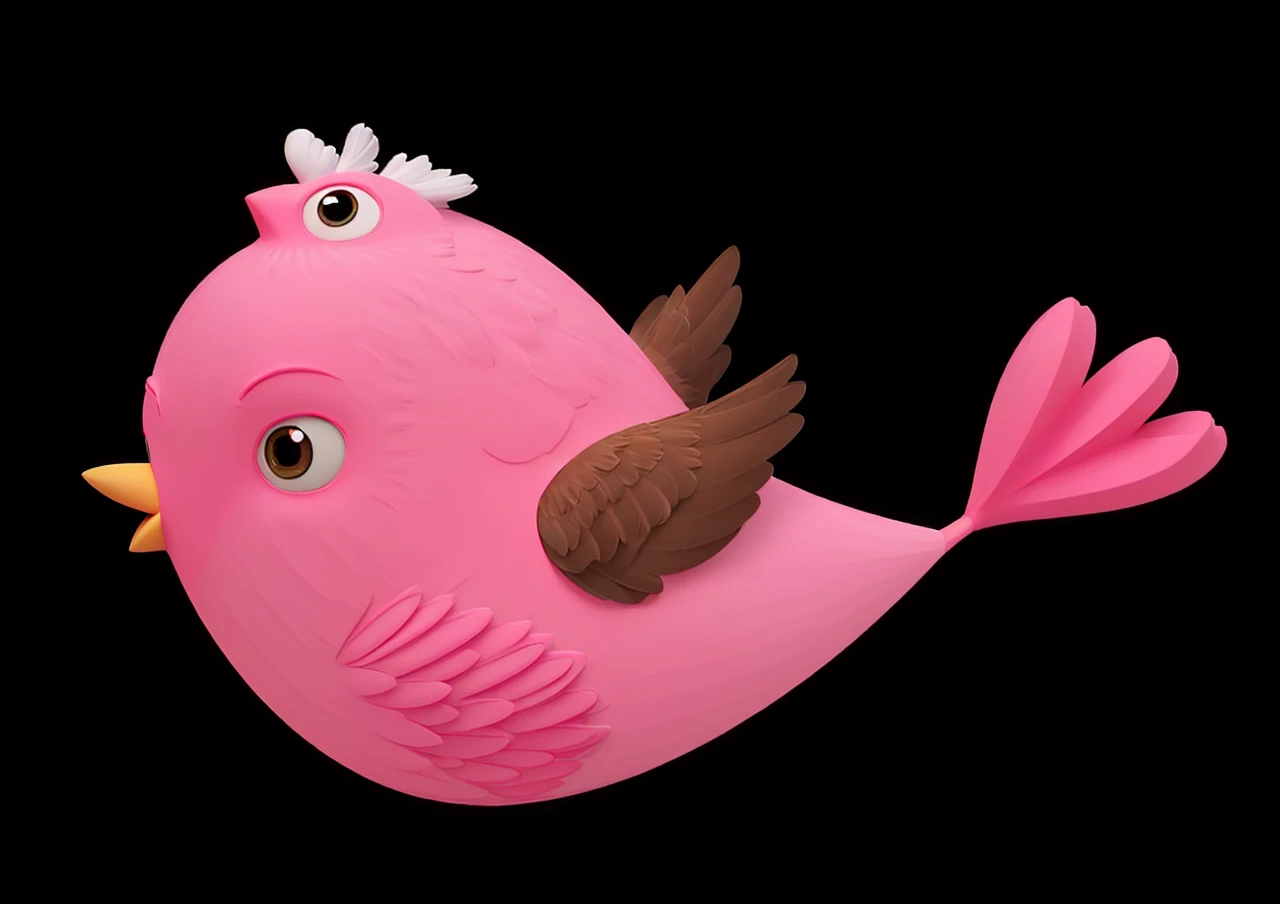 Make this bird pink, (turn it into 3D), white background.