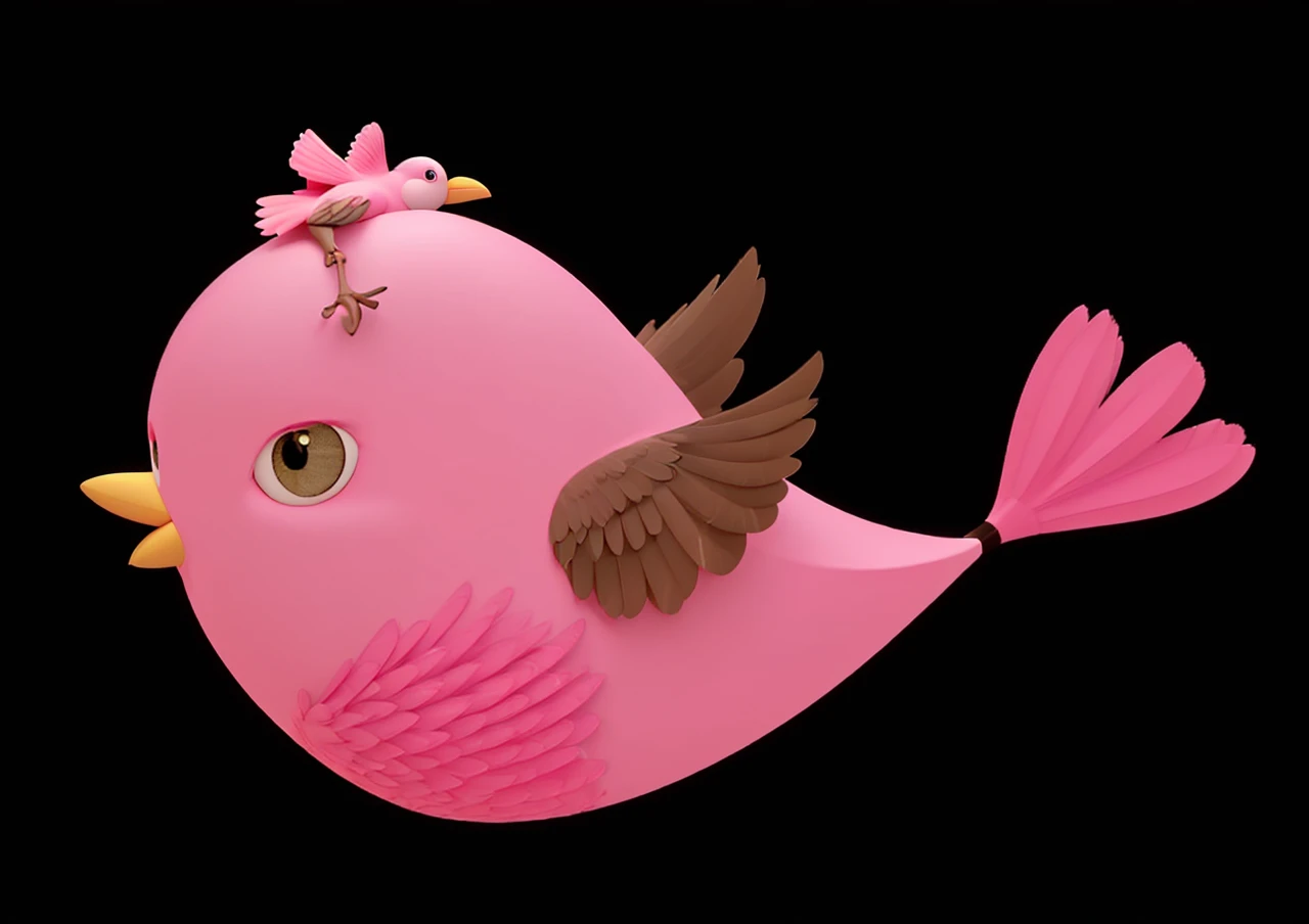 Make this bird pink, (turn it into 3D), white background.