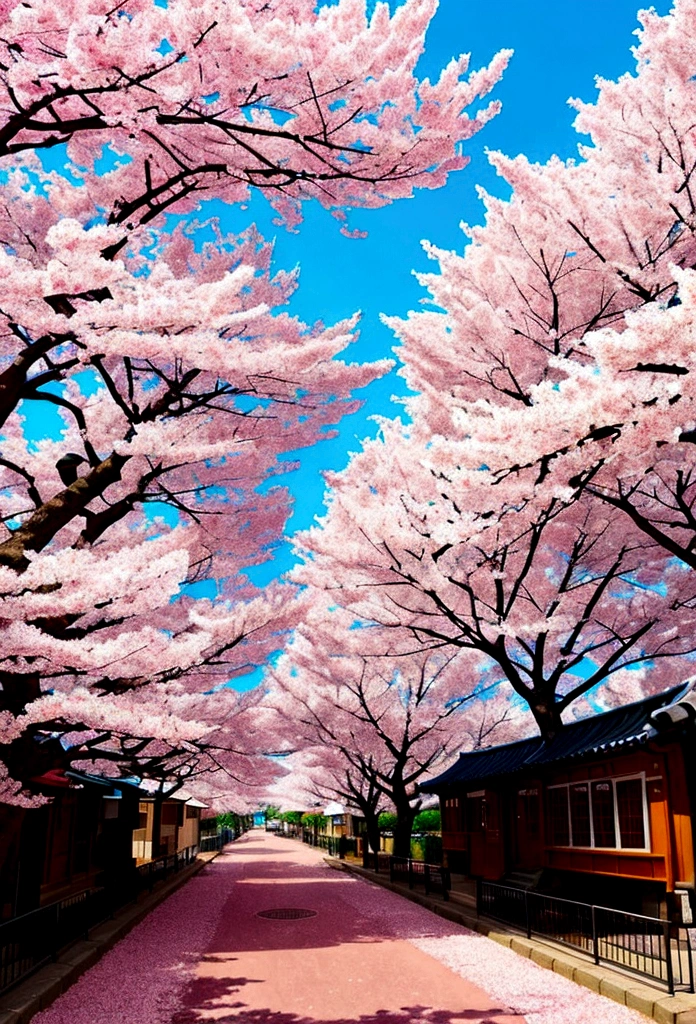 cherry blossom trees in front of a food truck, in the cartoon style, with an anime aesthetic, in the lofi pixel art style, on a white background, with a blue sky, pink flowers, a korean street view, in the style of Studio Ghibli, using pastel colors, as a digital painting, like a poster, similar to a kpop album cover artwork, with high resolution, being ultra detailed, with high contrast, featuring vibrant color, resembling professional photography, in the kpop style, depicting korea culture, --ar 75:128