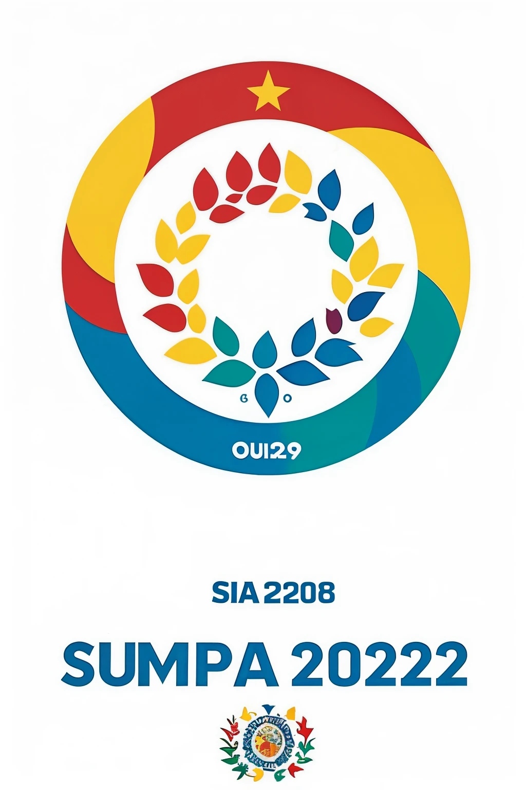 Crearemos una imagen que presenta el logo de los aros olimpicos en el centro. Encima del logo, en la parte superior, the text will be included Olympic Games Guadalupe Victoria. Justo debajo del logo, en la parte infe