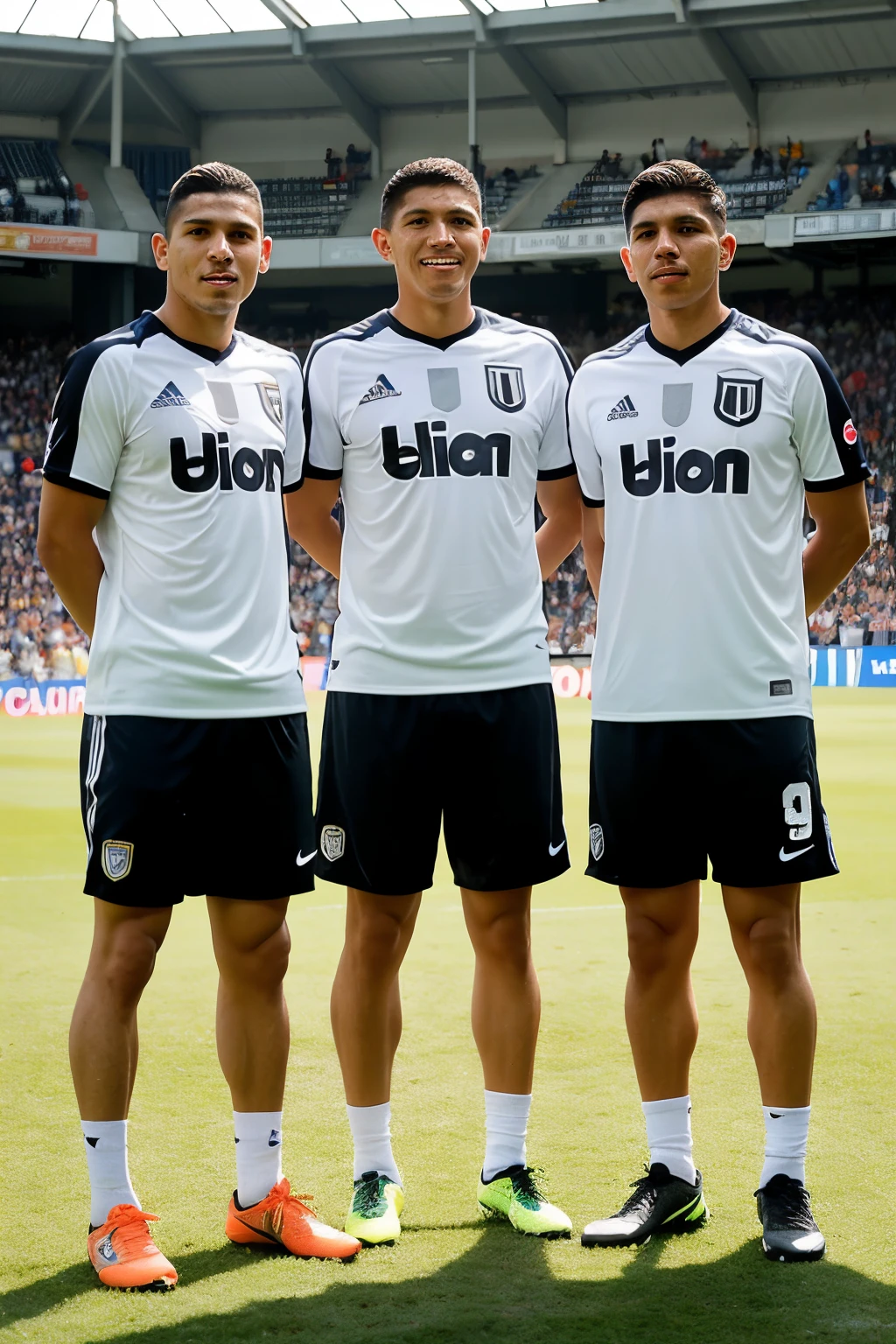 ((mejor calidad)), ((Obra maestra)), (detallado), 5 personas de espaldas, camiseta del club universitario de deportes, Mirando el partido del Club universitario de deportes y alianza Lima. Son 2 hombres, cesar acuña, edison Flores, dos mujeres, Dina boluarte, Chola chabuca