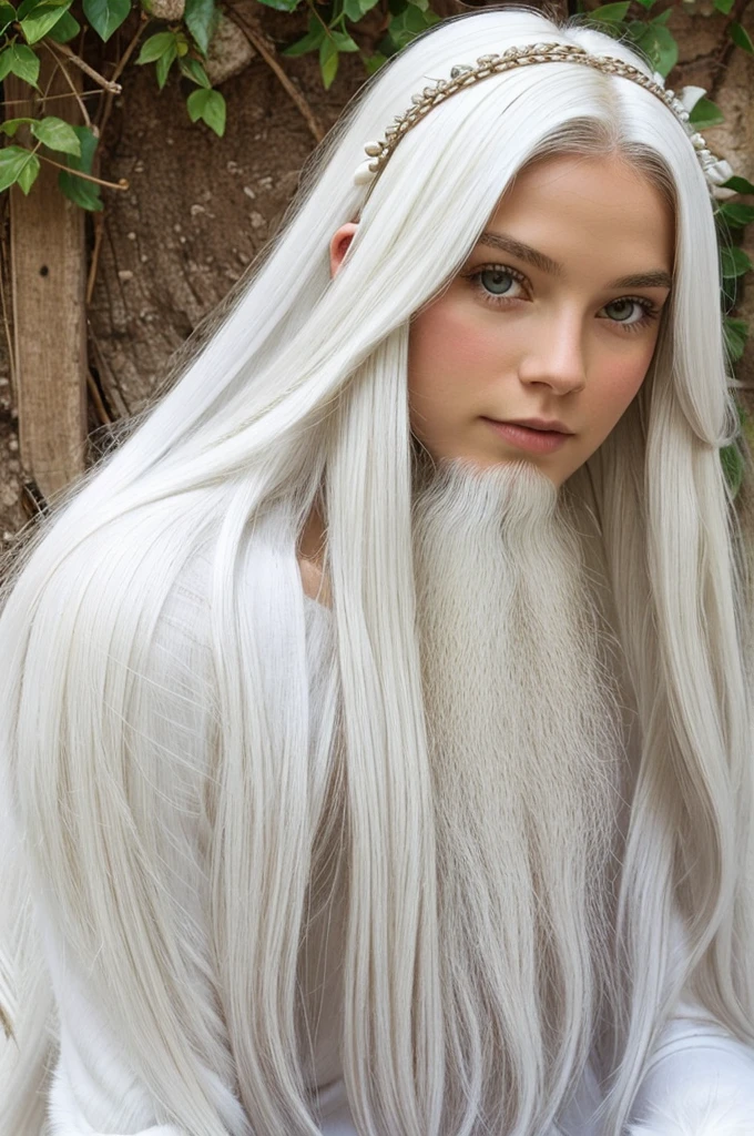 One old sant white long hair , love white goats