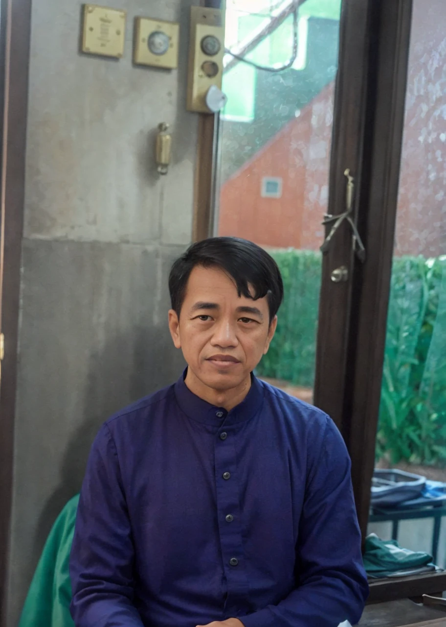 4k, Best quality, masterpiece, ultra high res, beautiful lighting, (realistic, photo-realistic:1.4), realistic background, jokowi, 1man, 50 years old, playing piano