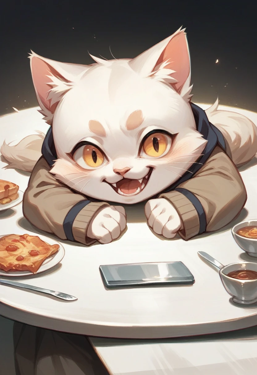 Cat on dining table 