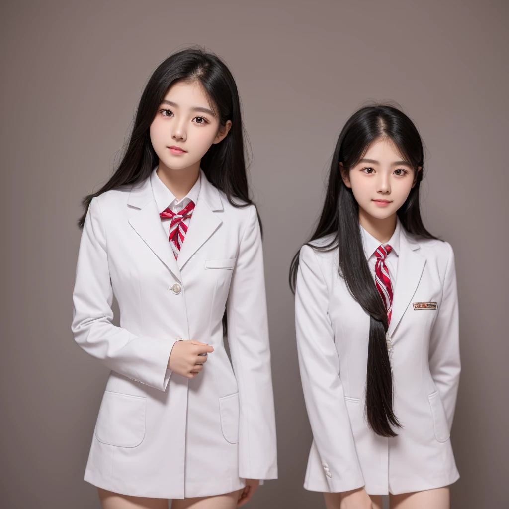 3 beauties，Delicate cheeks，White skin，Wearing school uniform