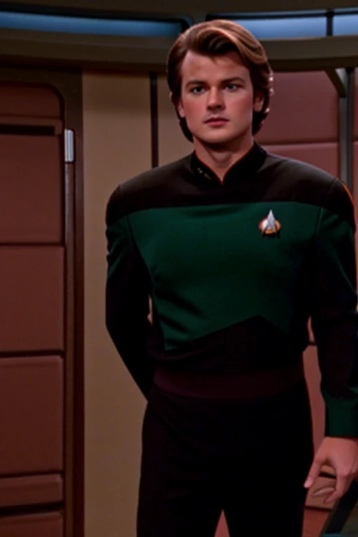 Joe Keery: orange Star Trek uniform: