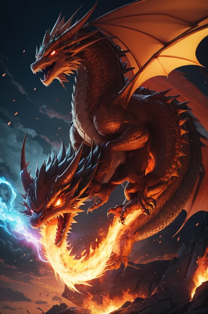 (Anime original)a cute half dragon  breathing fire