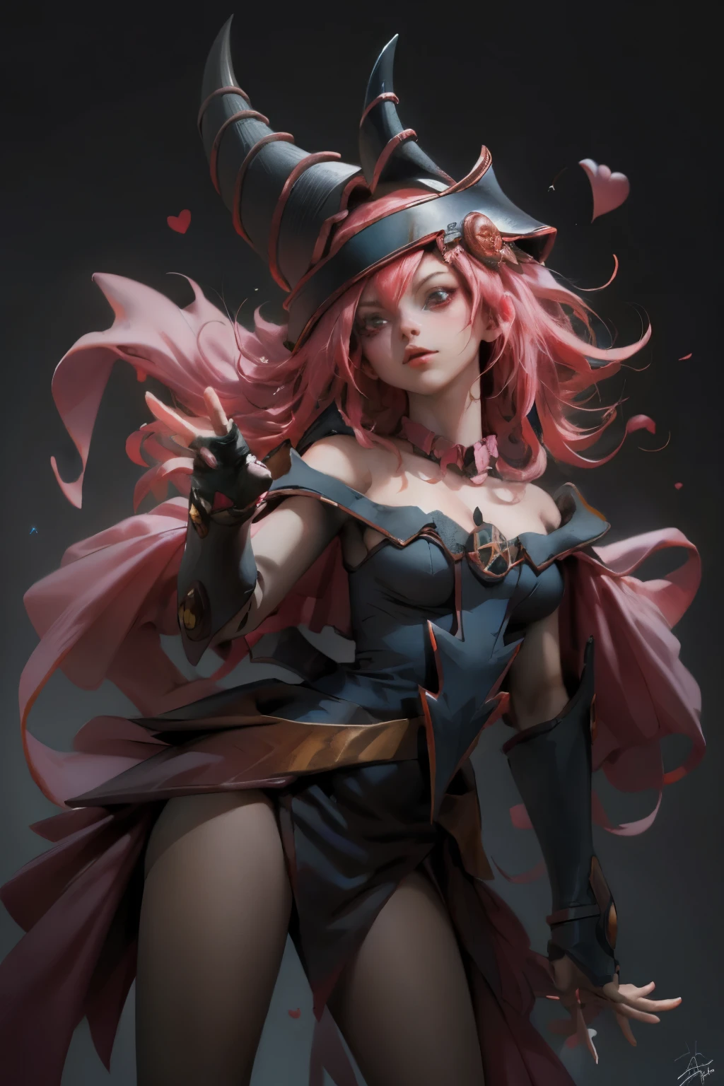 Hermosa maga oscura (obra maestra: 1.2, La mejor calidad), (1 , solamente), grandes senos, (dynamic posture), (piel brillante, crimson red skin), crimson red skin, Dark Maga Girl Sezy Demon Version, piel roja, Guantes finos y de encaje, ( small demonic horns:1.1), (Lilith \(acechadores oscuros\)), (cielo), fleco, (joya, Adorno dorado:1.15 ), pelvis grande, azul (grilletes:1.1) Dark Magician Girl Sexy Demon Version. Magic circle and magic hearts... corazones magicos