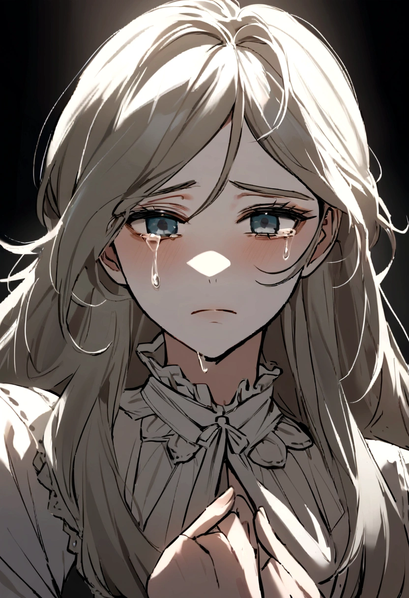 (masterpiece, best_quality, oil_painting of Marie Antoinette during the Baroque period:1.4) marie_antoinette, guillotine:2.5, execution, baroque_style, oil_painting, historical_figure, brownish_colors, sepia_tones, (frightened_expression, crying_tears, sad, depressed:2.5), historical_drama, regal_attire, lavish_dress, powdered_wig, elaborate_hairstyle, intricate_details, intricate_jewelry, lace_collar, ruffled_sleeves, tearful_eyes, pained_expression, dramatic_lighting, somber_mood, historical_tragedy, palace_interior, grand_hall, chandeliers, opulent_decor, ornate_furniture, dark_curtains, gloomy_ambience, historical_portrait, emotion_conveying, realism, historical_significance, highly detailed, authentic, 8k wallpaper