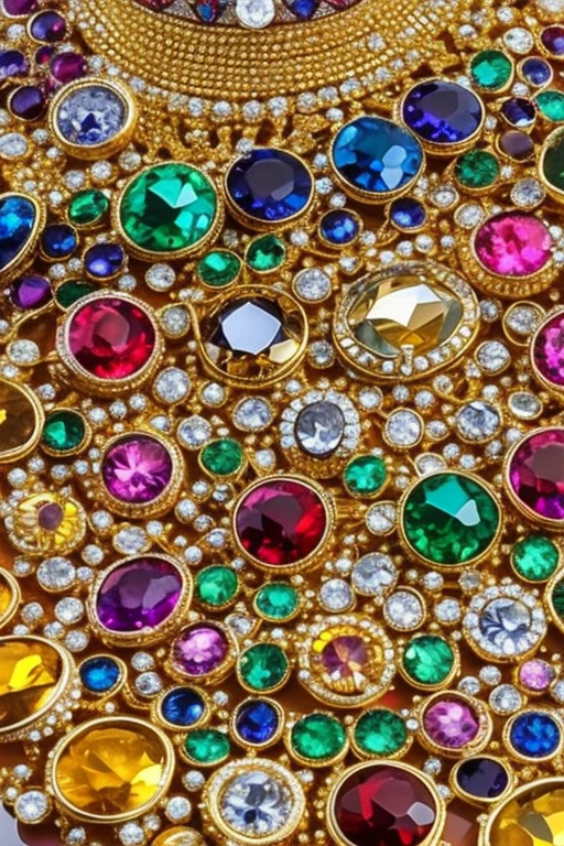 A lot of marvelous jewels, no models, only big jewels, as a treasure, mixed, colourful