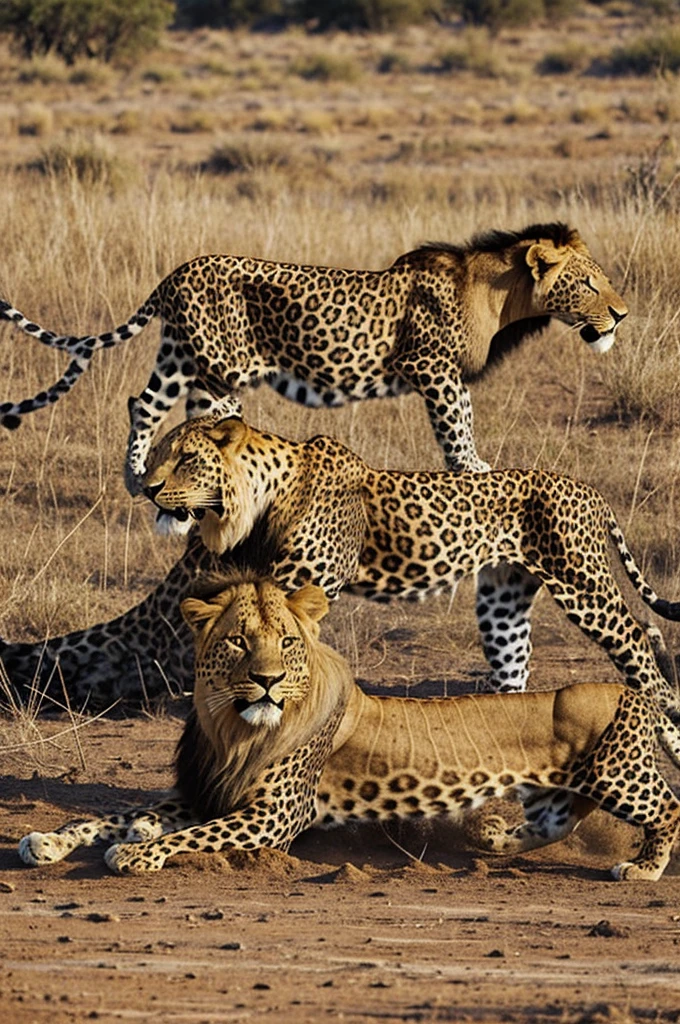 A leopard killing a lion 