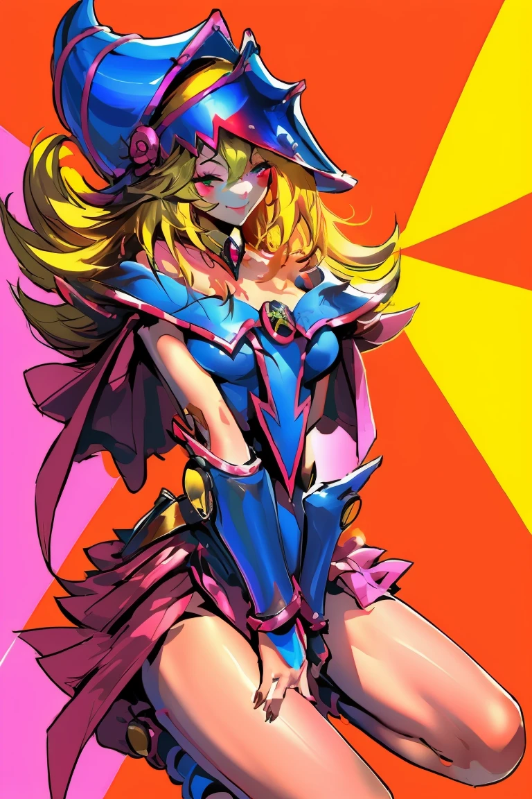 Hermosa dark magician gils. Wink. And he smiles. Pose sexy y sensual. 