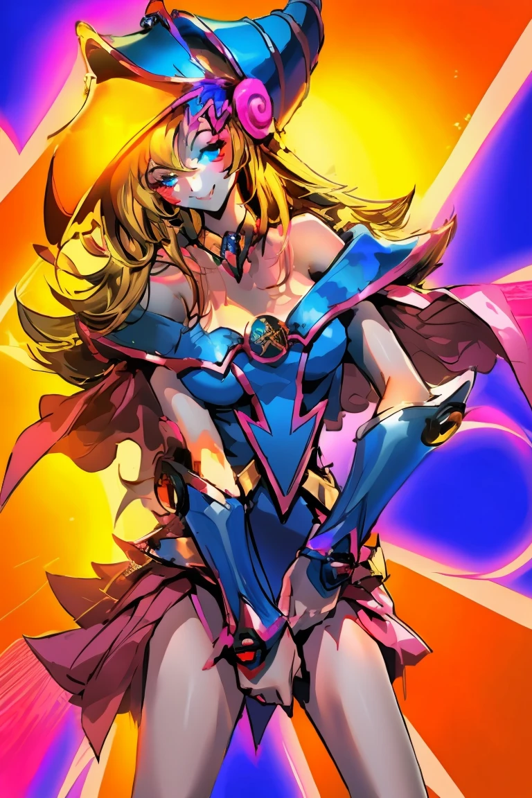 Hermosa dark magician gils. Wink. And he smiles. Pose sexy y sensual. 