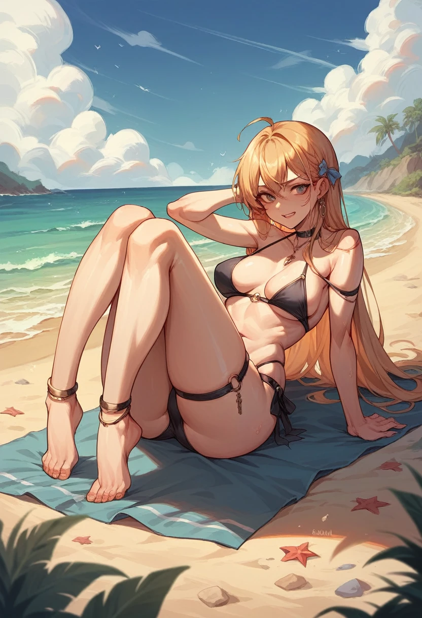 making a video call on the beach