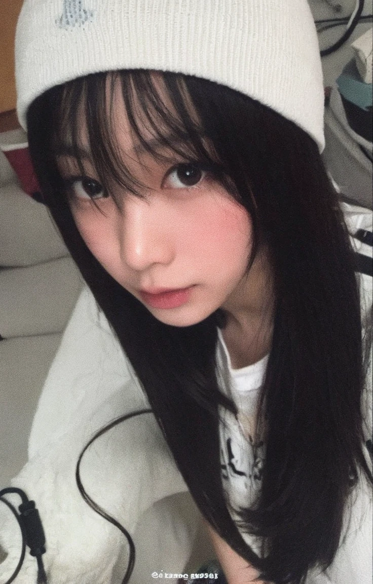Asian girl in white room