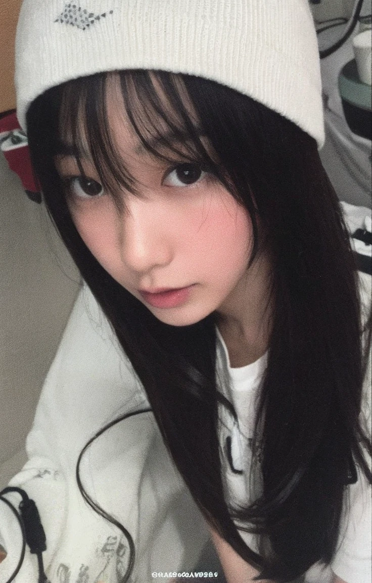 Asian girl in white room