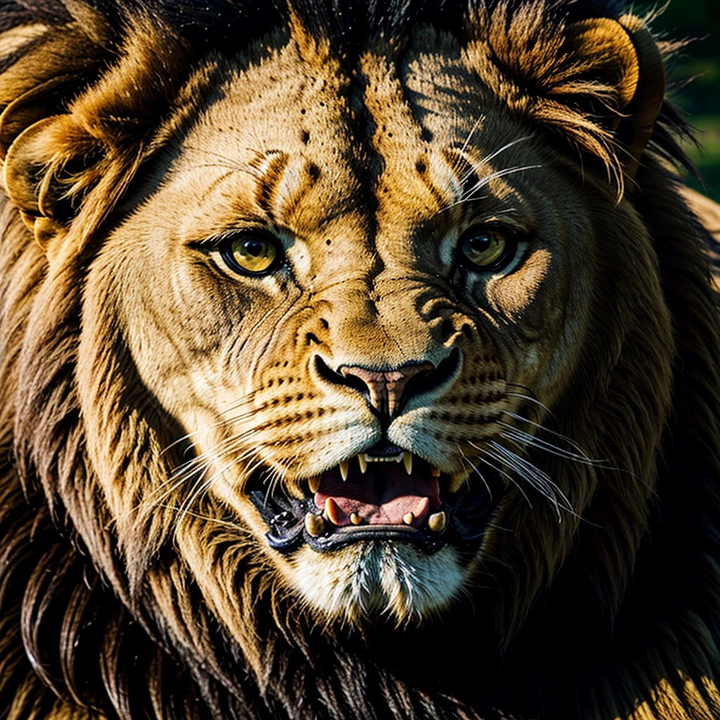 animal, majestic lion, roaring, ultra high definition, cinematic, dramatic, close up photo, domineering, arrogant, kingly