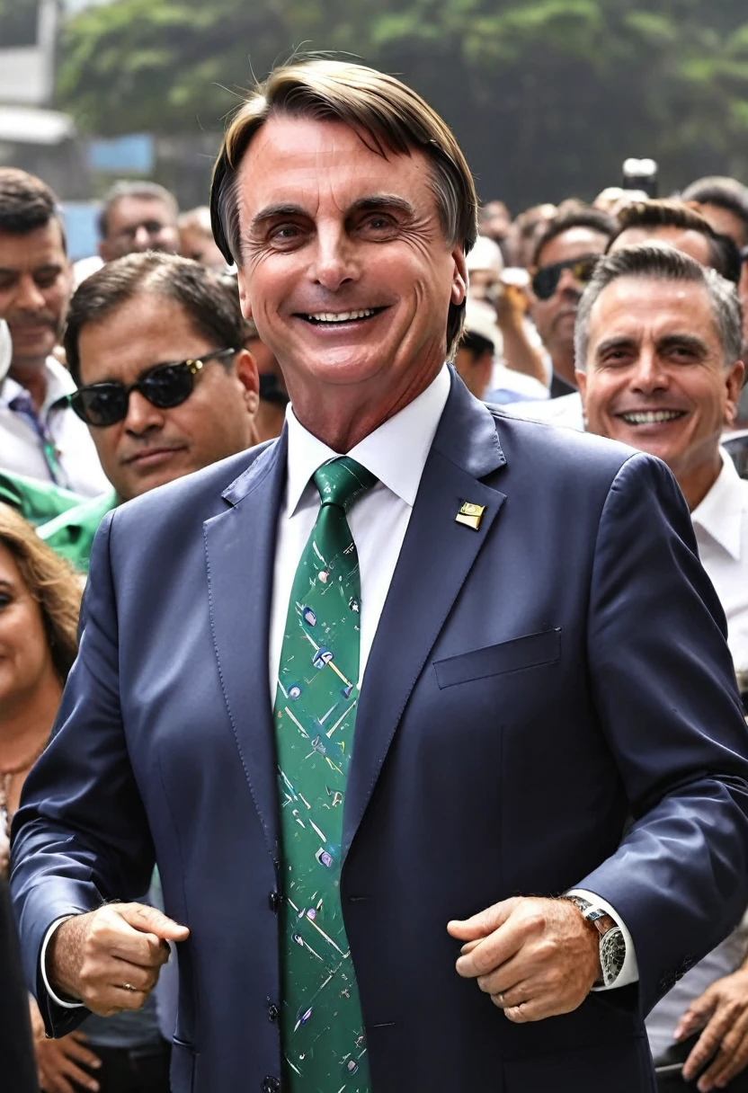 Jair Bolsonaro de terno e gravata sorrindo