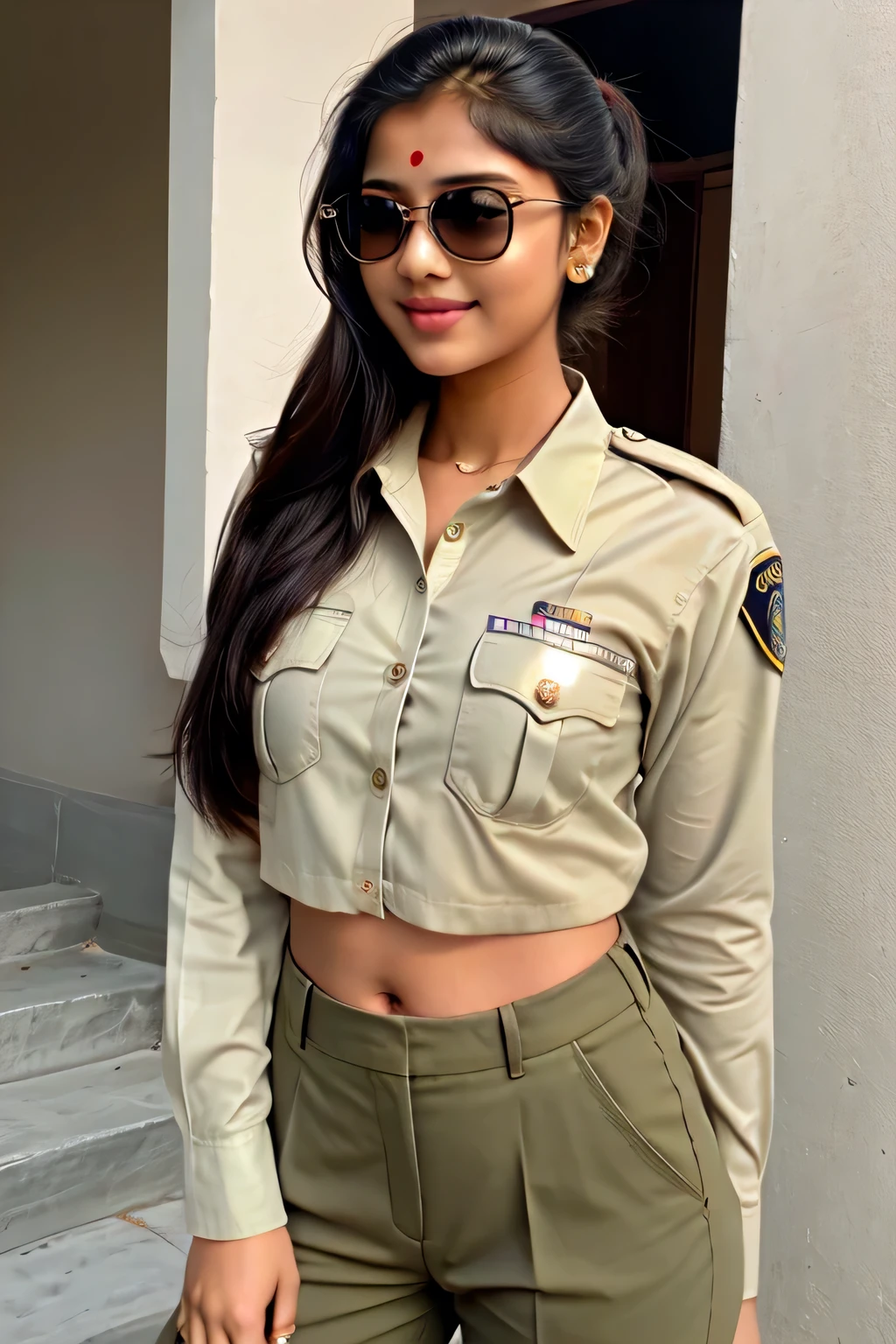 Hansika Motwani wearing Indian Woman Police outfit, perfect Police officer outfit