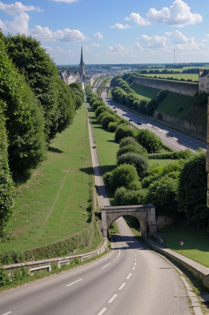 Route vu sur la ville depuis uen falaise