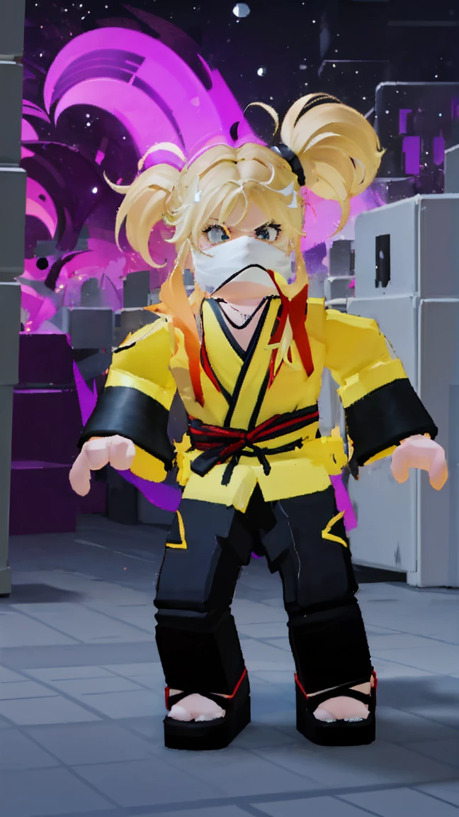 Create an epic and vibrant image of a Konoha ninja standing in front of Konoha Village, com uma guerra intensa acontecendo abaixo. The composition must feature dynamic poses, Dramatic lighting and action-packed scenes typical of Roblox game covers. Destaque o ninja no centro com detalhes intrincados e cores vivas, tornando-o o foco principal. Certifique-se de que a cena seja rica em detalhes, Visually stunning and capture the excitement and energy of a Roblox game skin for a Naruto-themed game.