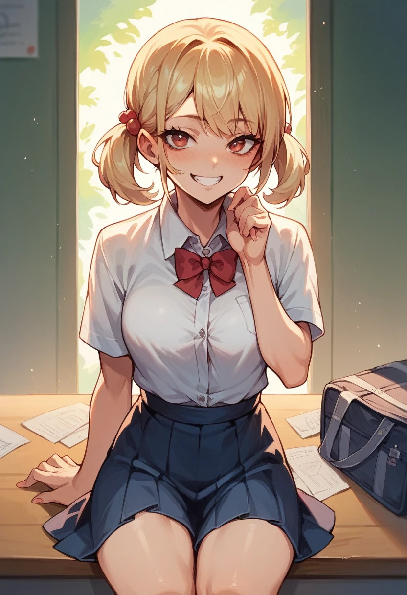 School bully girl, anime style, sexy smile