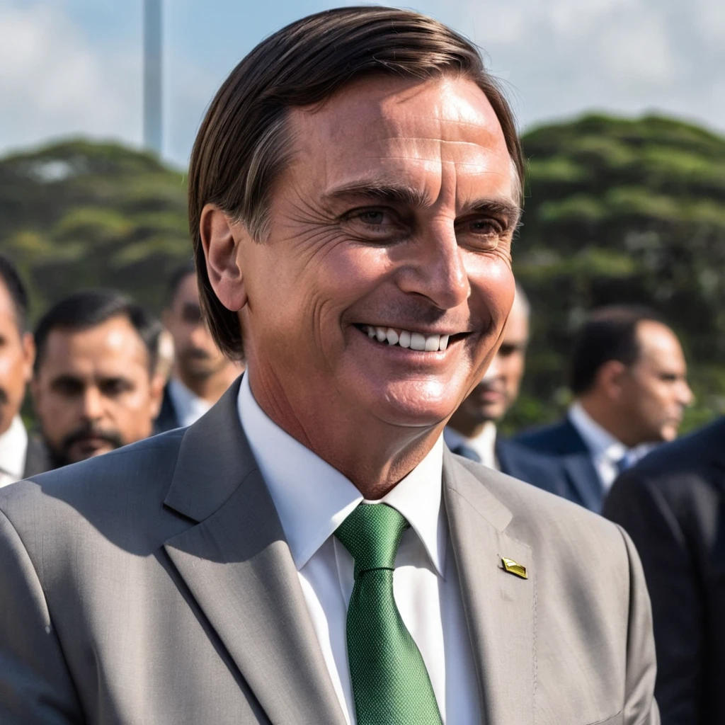 Jair Bolsonaro in a suit and tie smiling at the camera