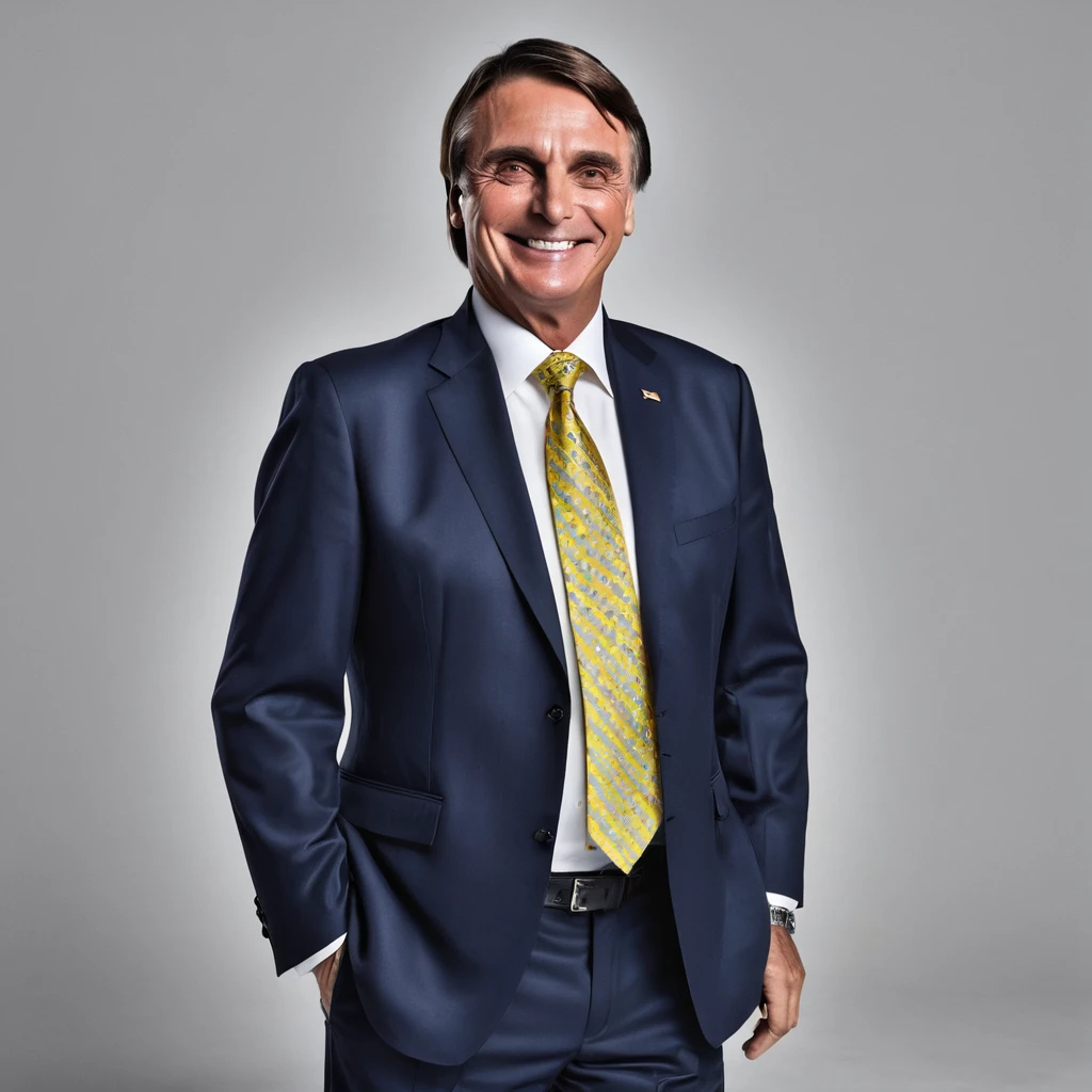 Jair Bolsonaro in a suit and tie smiling at the camera