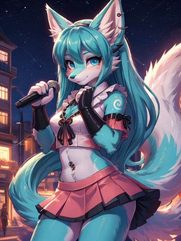 Miku Hatsune x vixen, primer plano High Definition, jealous, hands together upset, High Definition, purple iris