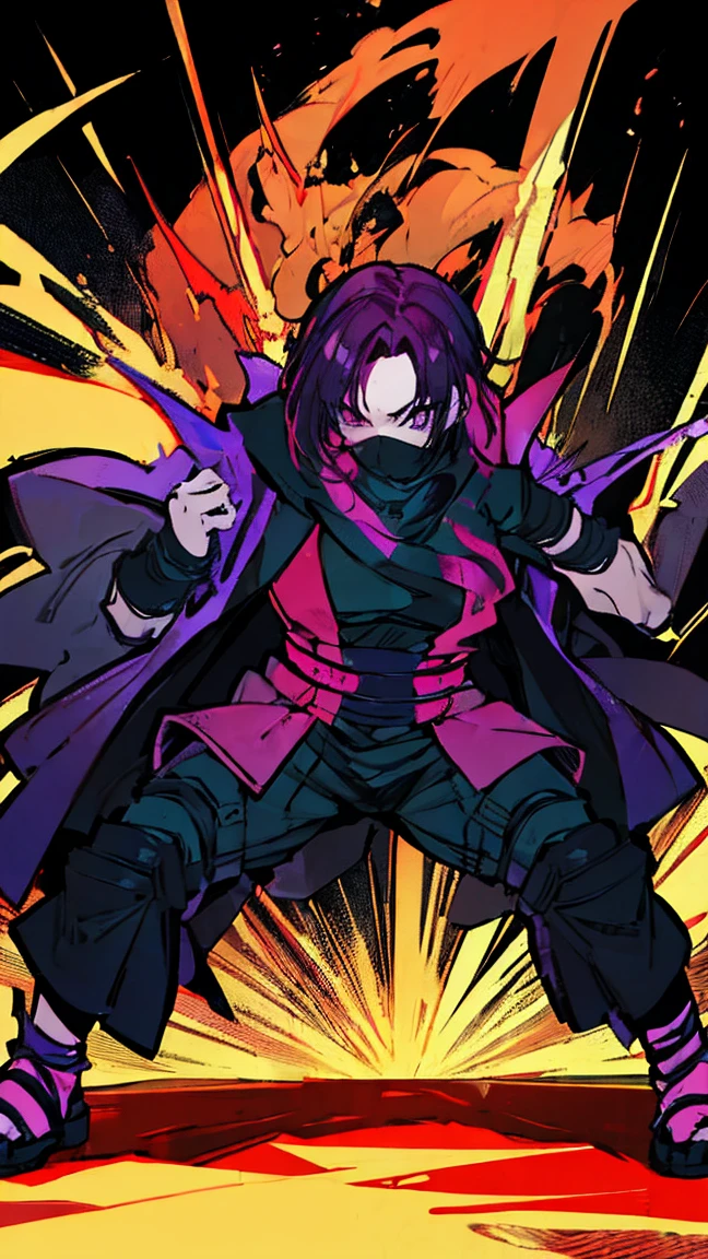 Create an epic and vibrant image of a Konoha ninja standing in front of Konoha Village, com uma guerra intensa acontecendo abaixo. The composition must feature dynamic poses, Dramatic lighting and action-packed scenes typical of Roblox game covers. Destaque o ninja no centro com detalhes intrincados e cores vivas, tornando-o o foco principal. Certifique-se de que a cena seja rica em detalhes, Visually stunning and capture the excitement and energy of a Roblox game skin for a Naruto-themed game.