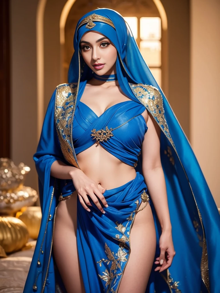 arafed woman in a blue hijab and a blue shawl, beautiful arab woman, arabian beauty, with beautiful exotic, stunning appealing figure, stunning beautiful, sensual, beautiful iranian woman, arabian, very very beautiful woman, very beautiful woman, arab princess, arab, breath taking beautiful, beautiful female, gorgeous figure, gorgeous woman, gorgeous female, arabian princess, mia khalifa