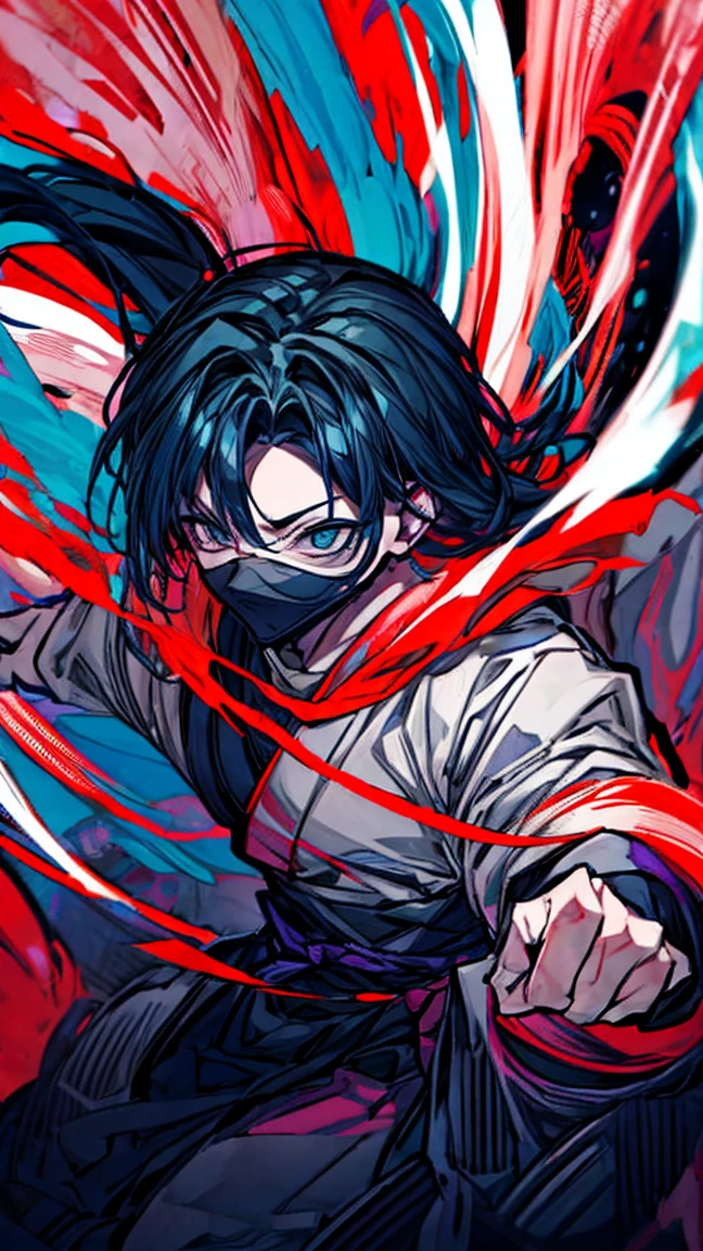 Create an epic and vibrant image of a Konoha ninja standing in front of Konoha Village, com uma guerra intensa acontecendo abaixo. The composition must feature dynamic poses, Dramatic lighting and action-packed scenes typical of Roblox game covers. Destaque o ninja no centro com detalhes intrincados e cores vivas, tornando-o o foco principal. Certifique-se de que a cena seja rica em detalhes, Visually stunning and capture the excitement and energy of a Roblox game skin for a Naruto-themed game. (Capa de jogo) (jogo Roblox) (capa do roblox) (capa de jogo do roblox)