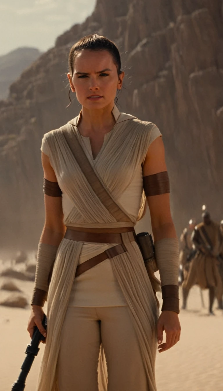 cinematic film still rey, scavenger, battlestick, at kamino . shallow depth of field, vignette, highly detailed, high budget Hollywood movie by barry jenkins, bokeh, cinemascope, moody, epic, gorgeous, film grain, grainy, ass, nsfw