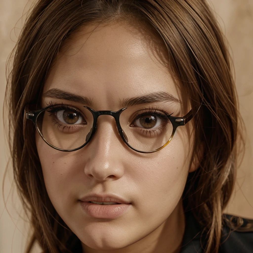 Chico que mide 1,56. Tiene lentes redondos, Brown eyes and blond hair whores, su color natural es negro, more feminine facial features and in attack on titan version