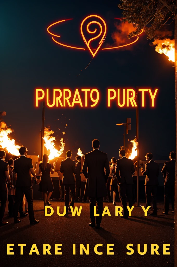 Create a cover for a party among colleagues, with the theme purgatory