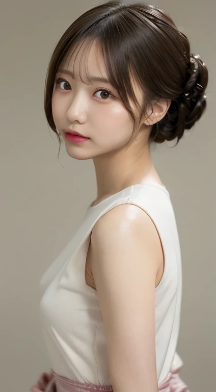 ((semi-long, Updo:1.5))、Background is white