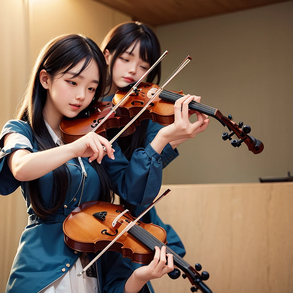 Beautiful girl playing violin 