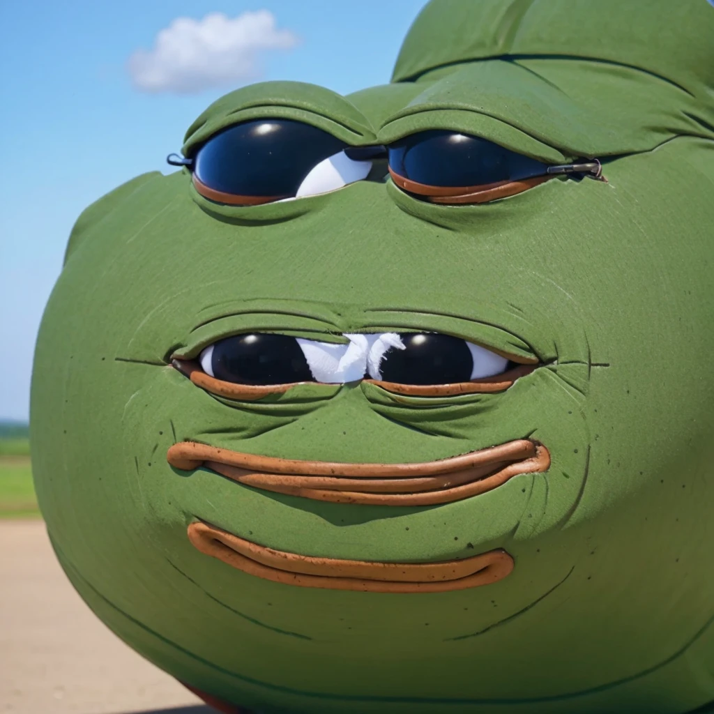 Pepe the frog in a10 aircraft , shooting , looking at viewer