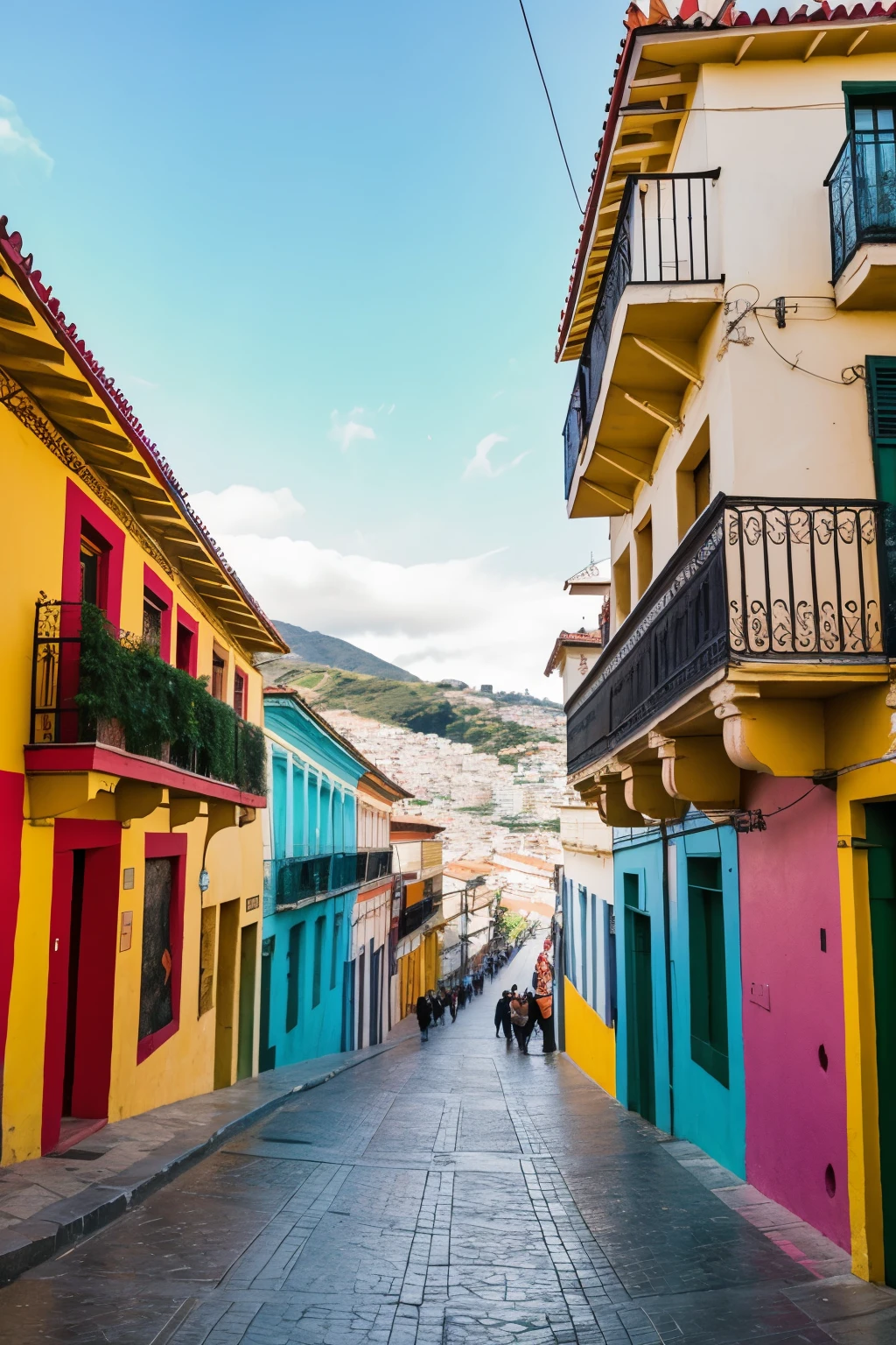 I need you to take a photo of Valparaiso where its artistic scene appears, festivales, galleries and cultural centers, la arquitectura y los cerros llenos de coloridos murales.