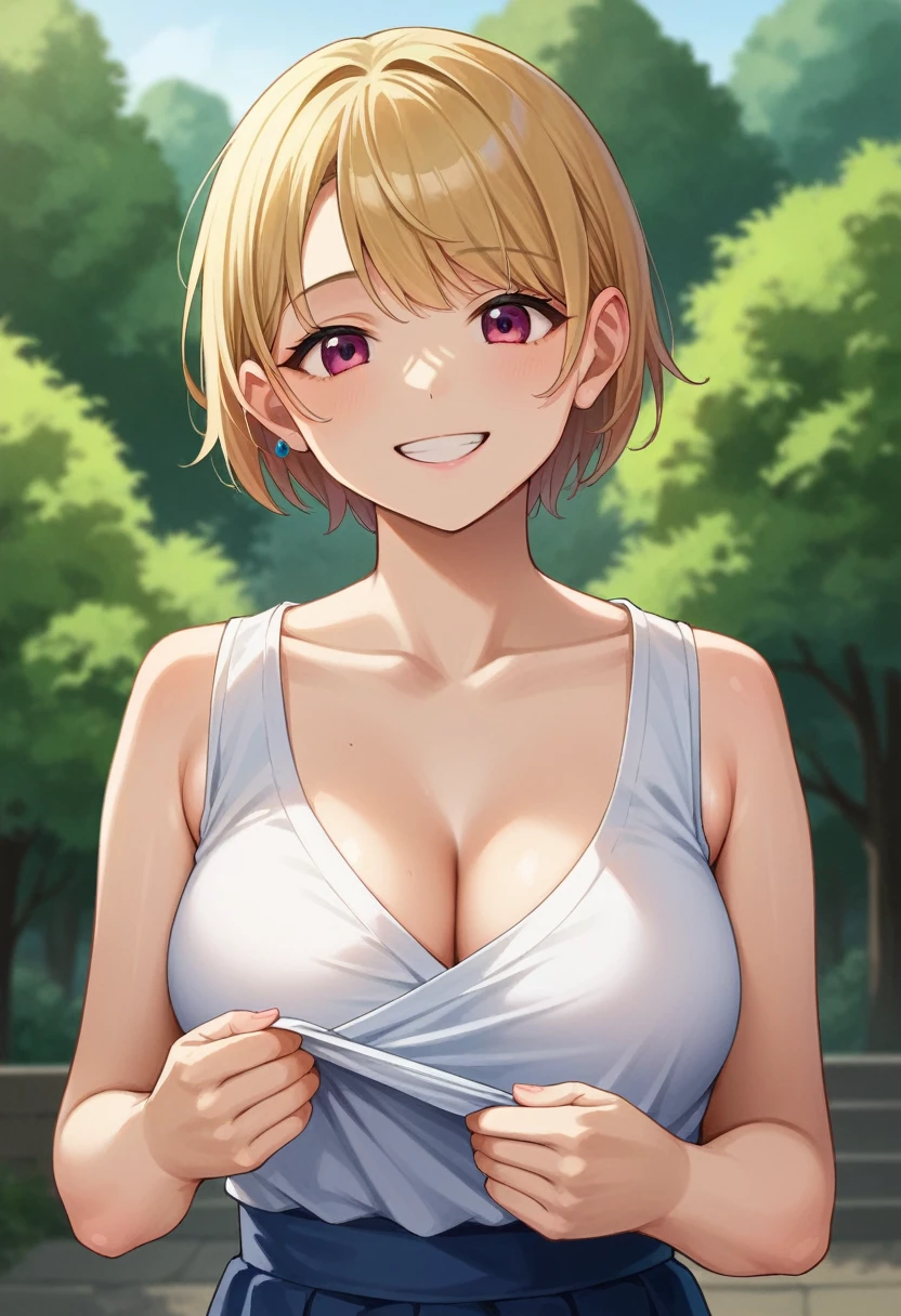 Japanese Workplace、good、Highest quality,Japanese ,Realistic characters, shape, Very detailed, finely, High resolution, finelyて美しい目,Ridiculous underwear, Center of chest, Natural color lip, Sexy pose,smile、35-year-old woman,short hair 、Cowboy Shortcuts