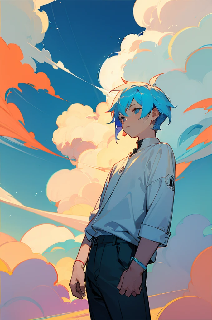 Boy, cloud, colorful, masterpiece

