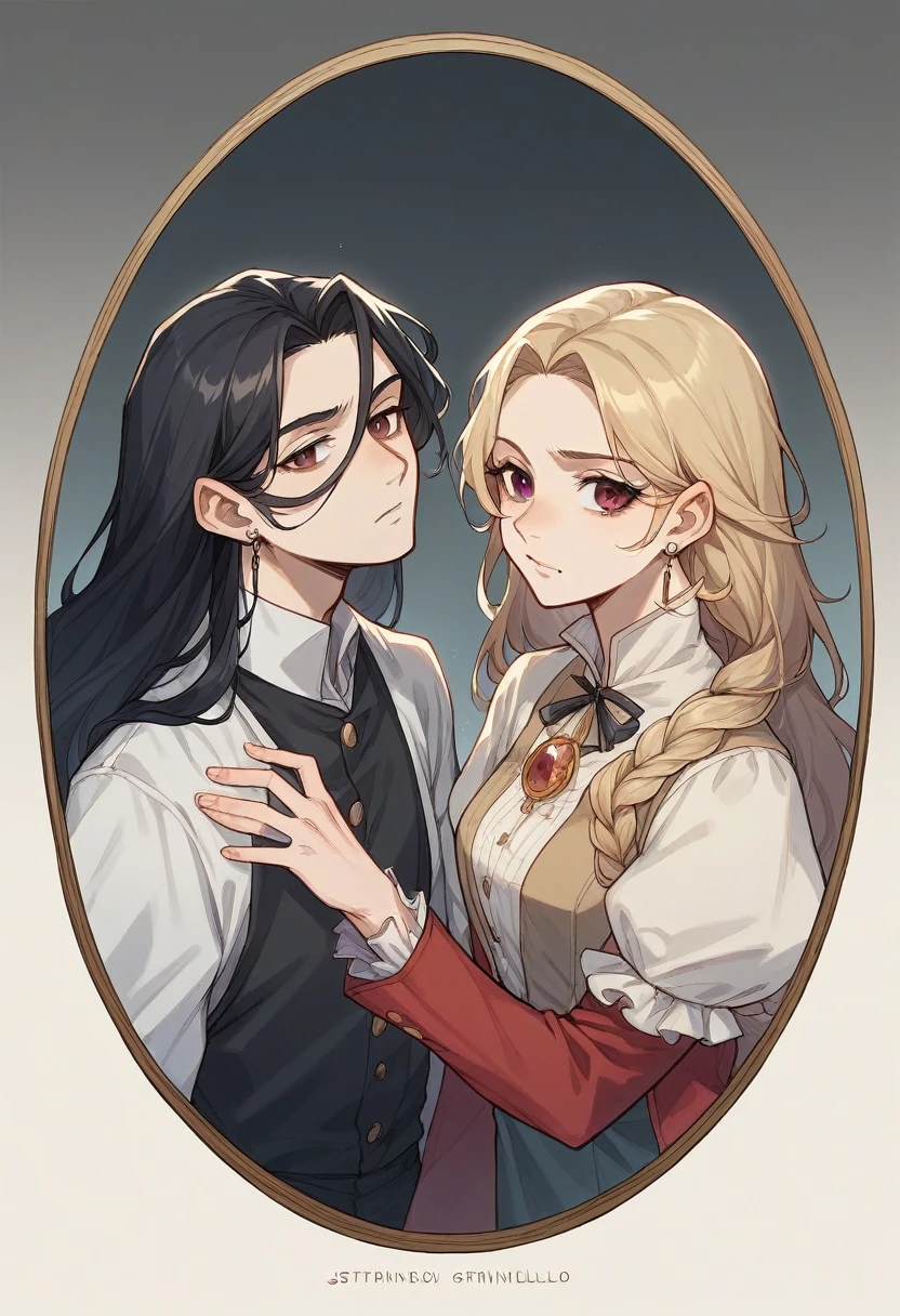 A very powerful wizard from Slytherin House, daughter of Gellert Grindelwald and Vinda Rosier....She has wavy black hair and a strand on the left side that is white and a strand on the right side that is blonde, brown eyes and a white complexion and she has a small mole on her lower lip right in the middle but it is not very noticeable.