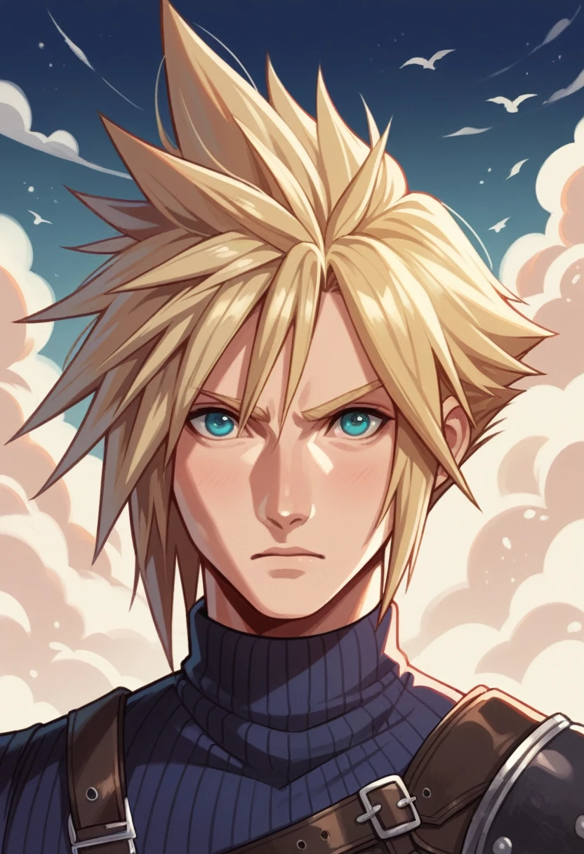 a close up of a person with a sword in a city, cloud strife, portrait of cloud strife, from final fantasy vii, final fantasy 7, from ff7, ff 7, cloud, from final fantasy, final fantasy face, final fantasy character, final fantasy, final-fantasy, final - fantasy, square enix, final fantsy, closeup portrait shot