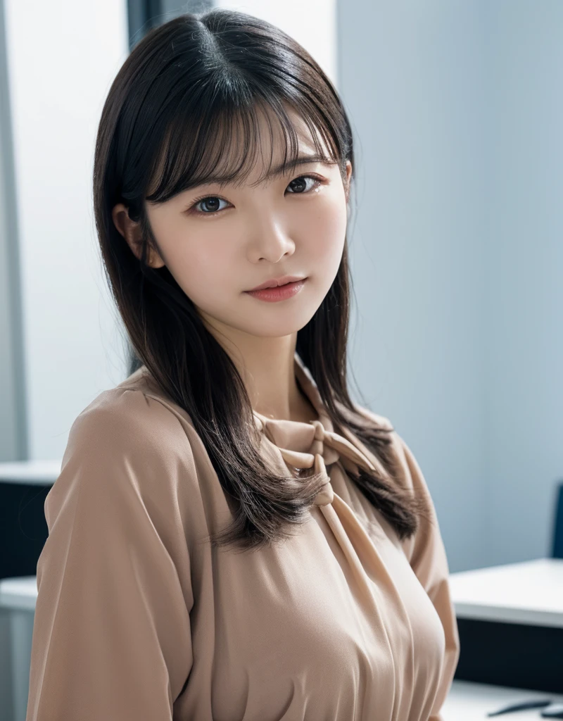 nswf,(wearing ,office lady:1.3),{{{{see through:1.5}}}},{erect nipples},Top quality, 1 beautiful Japanese woman, ,high school student,(18 years old),medium hair, (Black hair:1.2), Ultra-realistic capture, Highly detailed, High resolution 16k close-up of human skin. Skin texture must be natural, With such detail that pores can be finely identified. Skin should look healthy, In a uniform tone. Use natural light and color,