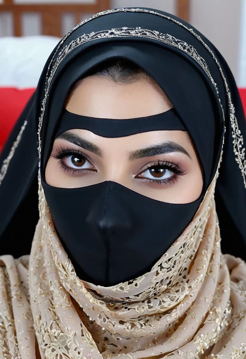 Niqab girl covered in cum, huge and ass with dick in pussy, orgasm face , gangbang, hijabi