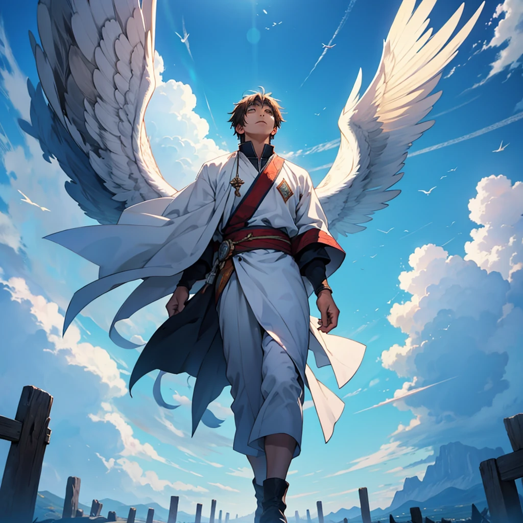 looking at the sky seeing the souls of his brothers rising to the sky