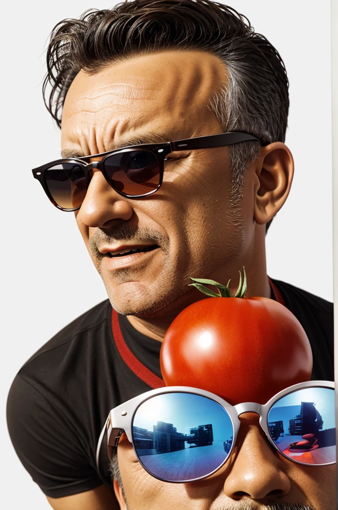 a close up of a tomate wearing sunglasses on an white background, tomate monster, tomate, also tomate, cold face, tendencia en behance arte 3d, tendencia en behance arte 3d, tom hanks as tomate hanks mascot, digital art emoji collection, genial foto de marketing, por Tadashi Nakayama, 3d illustration, 3d illustration, advertising photography, con gafas de sol
